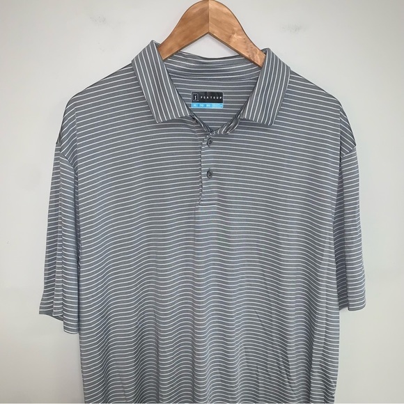 PGA‎ Tour  Striped Golf Polo Men's Size Extra Large Grey & White Shirt Top - Picture 3 of 5